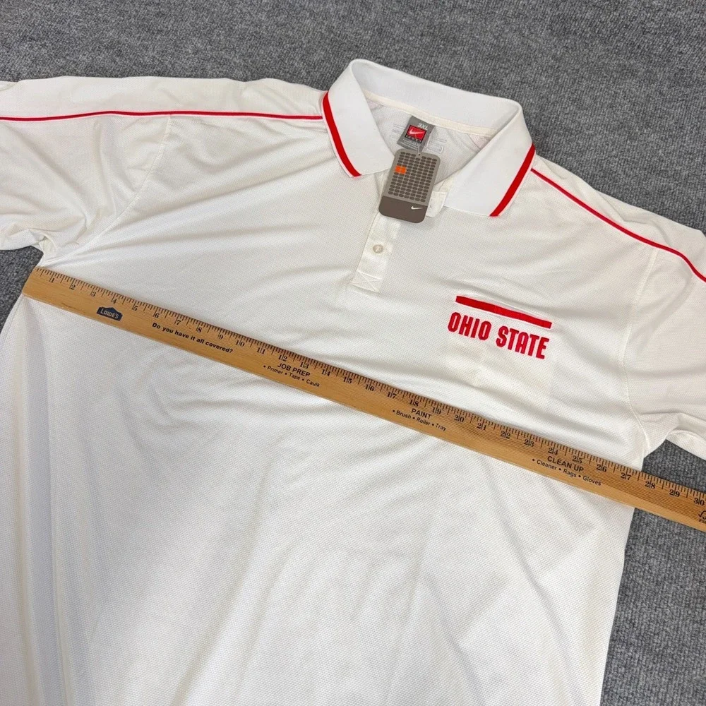 Vintage Ohio State Buckeyes Nike Golf Polo Men 3XL White LeBron James Pocket NEW